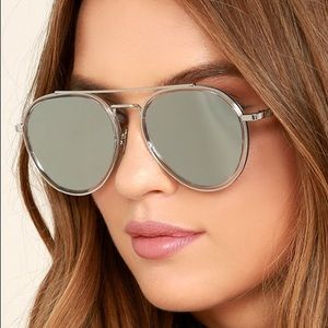 Perverse Werk Silver Mirrored Aviator Sunglasses